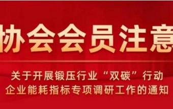 关于开展锻压行业“双碳”行动企业能耗指标专项调研工作的通知